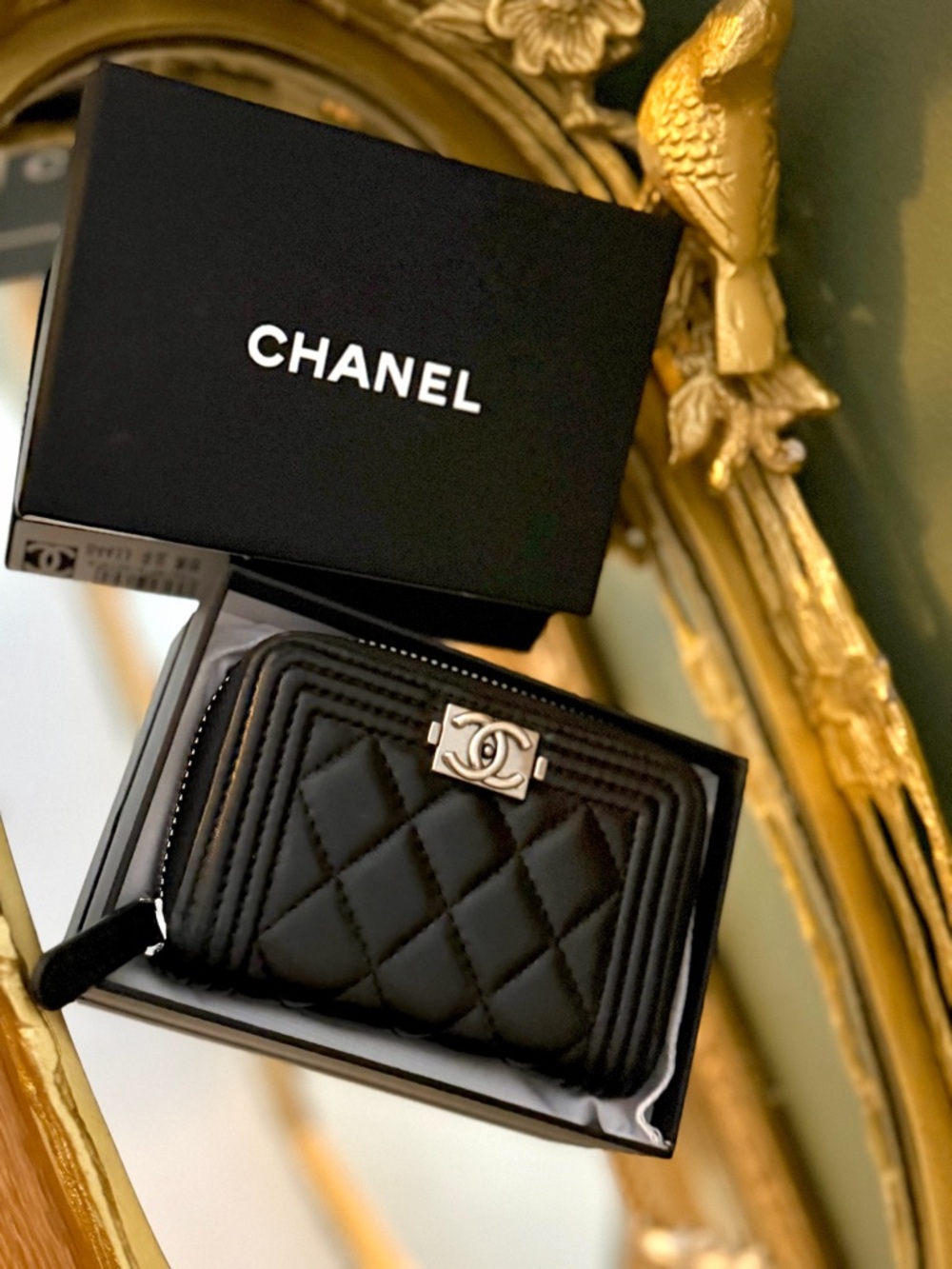 Chanel style Black Quilted Leather Zip Wallet - Picture 2 of 7